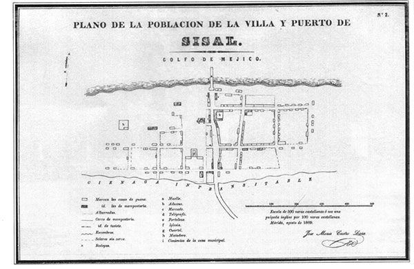 Plano histórico de la villa y puerto de Sisal